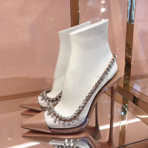 

сексуальная bling bling кристалл свадебные туфли невесты пвх горный хрусталь лоскутное платье насосы острым носом сверкающие каблуки насосы, Black
