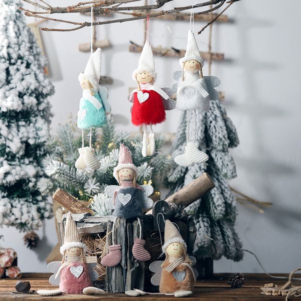 

christmas angel plush doll girl ski pendant christmas tree decoration for home xmas party kids gift bedroom decoration