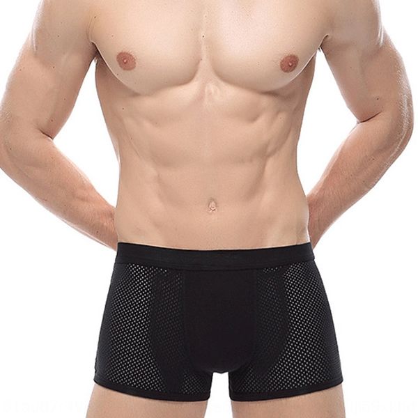 

ice silk men's under cotton boxer middle waist underpants modal breathable boxer pants men's head, Black;white