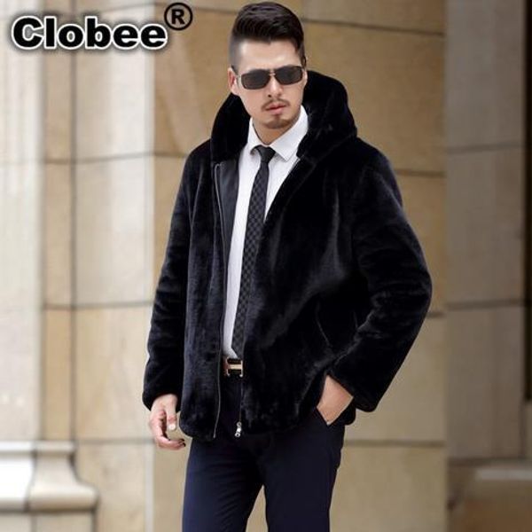 

6xl winter luxury faux fur jackets 2019 men hooded long sleeve faux fur coat thicken furry black oversized coats for man wr645
