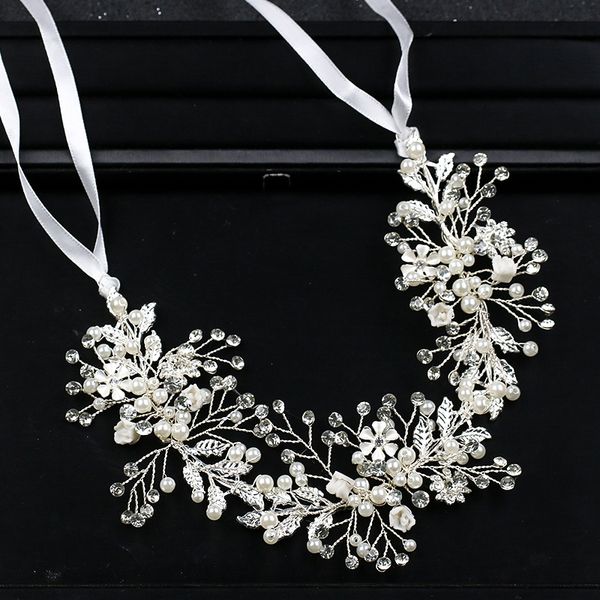 

luxury pearl heads bands wedding hair accessories gold/rose gold /silver color rhinestone bridal hair jewelry handmade ornament, Golden;white