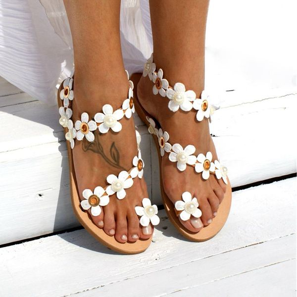 

laamei woman sandals summer shoes for women flat sandals beach shoes 2019 flowers flops chaussures femme, Black