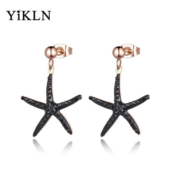 

yikln trendy stainless steel jewelry white/black clay cystal earrings rose gold starfish stud earrings christmas gift ye18456, Golden;silver
