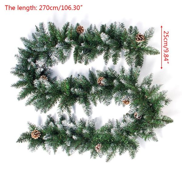 Christmas Rattan Garland Pine Cones Hanging Fireplace Cane Xmas