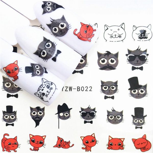 

1 pcs kawaii black red cat water transfer diy nails art nail polish long-lasting nail polish girl cute decoration tool