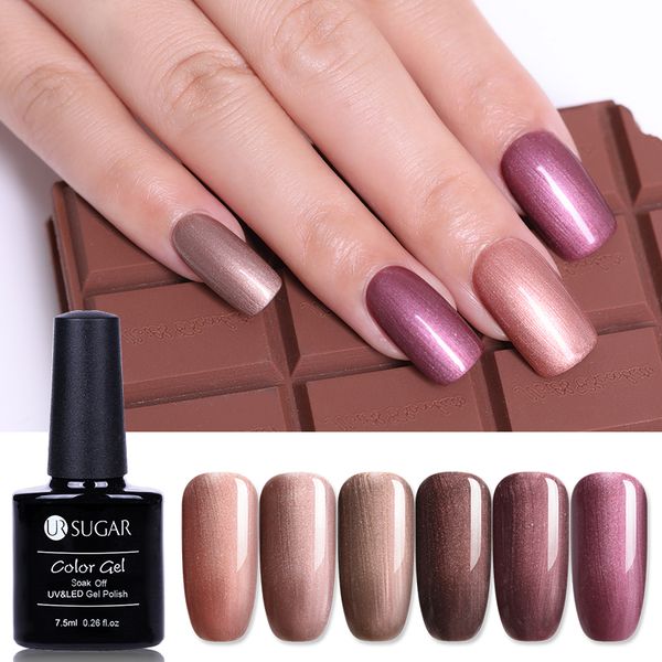 

ur sugar 7.5ml brown series gel nail polish bronze color elegant soak off varnish shimmer manicure nail art uv led gel lacquer