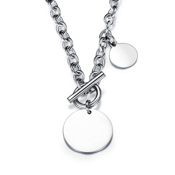 

necklace pendant for men stainless steel titanium sliver medallion men jewelry necklace for mens gifts, Silver