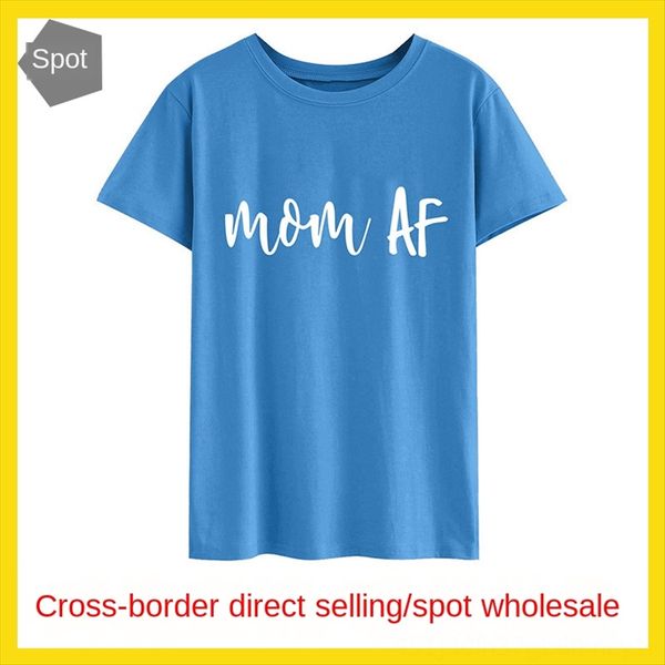 

women's mom af letter casual loose round collar short sleeve t-shirt women's mom af letter casual loose round collar short sleeve, White