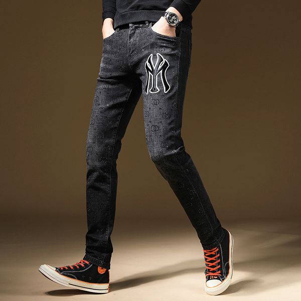 

джинсы хип-хоп молодежный темперамент 2020 черные летние мужские джинсы мотоциклист качество проблемные молнии мужчины дизайнер проблемные д, Blue