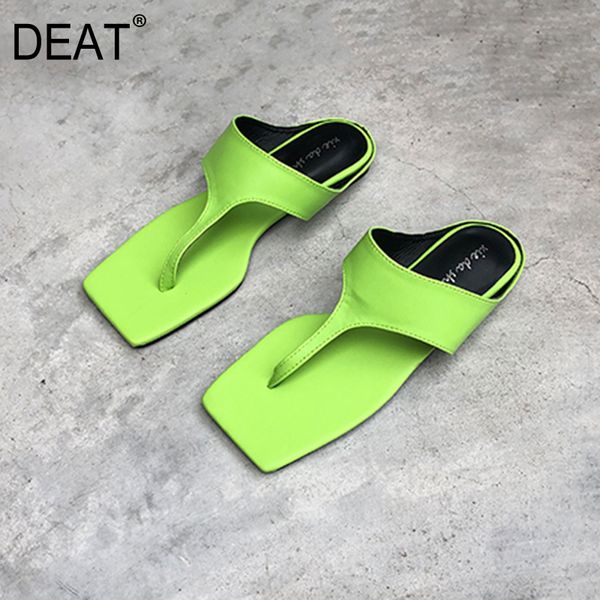 

deat] 2020 new spring summer square toe shallow split toes outdoor flat flip flops slippers women shoes fashion tide 10h885, Black