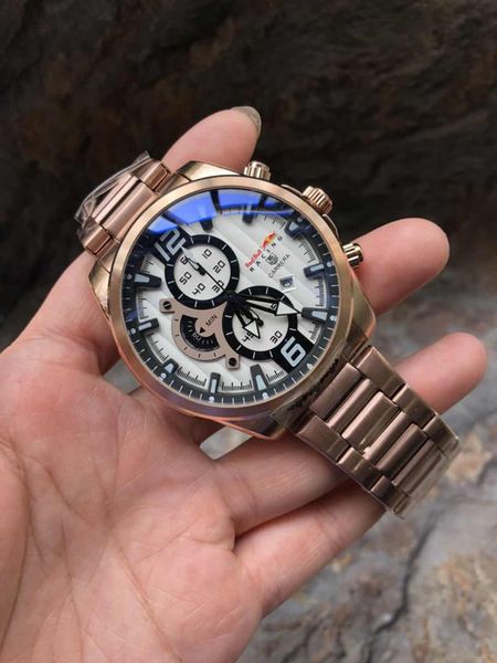 

all functions work sport quartz men's watch new luxury fashion stainless steel wristwatches chronograph watches for male clock reloj ho, Slivery;brown
