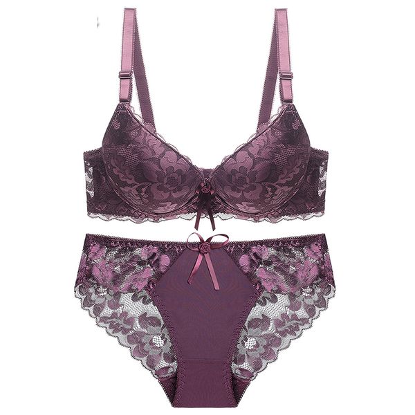

sexy c d cup женщины бюстгальтера шнурка hollow нижнее белье panty set solid 6 цвет push up bra brief set большой размер, Red;black