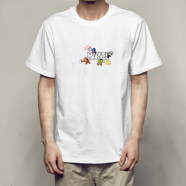 

marvel с коротким рукавом мужская футболка avenger alliance hero печать популярные мужчины и женщины футболка с круглым вырезом одежда куртк, White;black