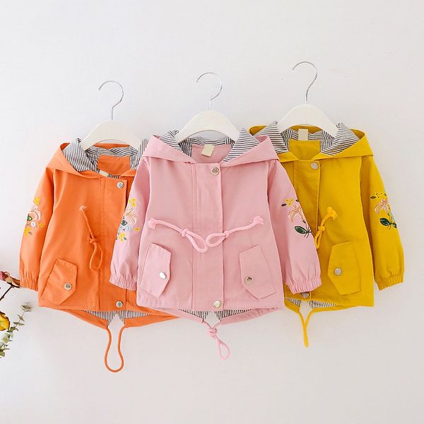 

autumn baby girl hoodies outerwear fashion cute embroidery flower print casual zipper sweatshirt kids coat outfits hot, Blue;gray