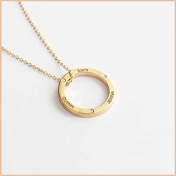 

sg 925 sterling silver personalized custom lover's casual circle necklace ladies engraving custom letter simple pendant necklace