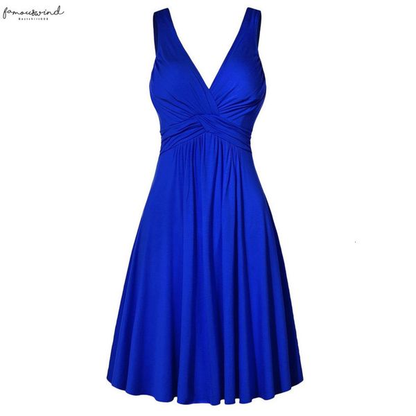 

2020 new summer women dress formal solid plus size v neck sling pleated slim flare party sundress 9032125, Black;gray