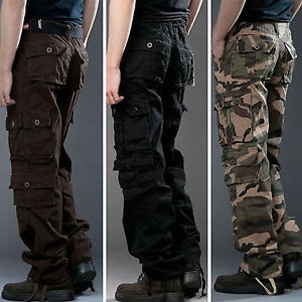 

men's outdoor military urban tactical combat trousers casual cargo pants lot new, Black