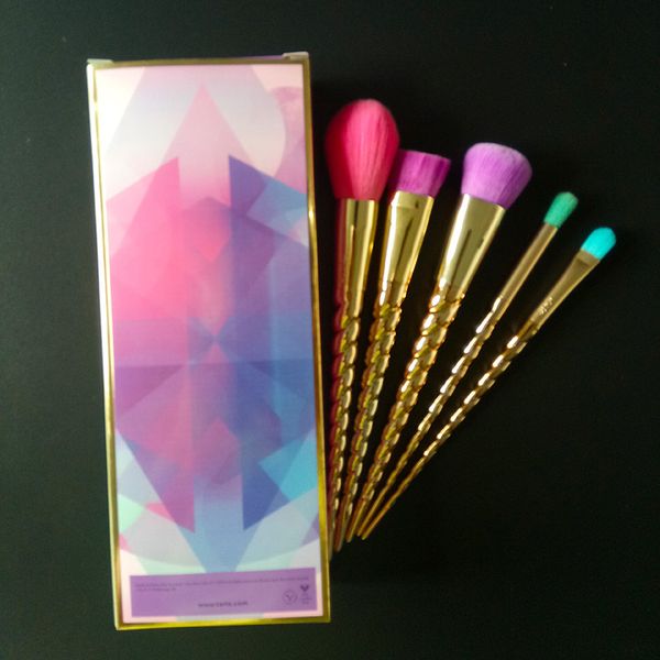 

T bru he et co metic bru h 5pc bright color ro e gold piral hank make up bru h unicorn crew makeup tool 20
