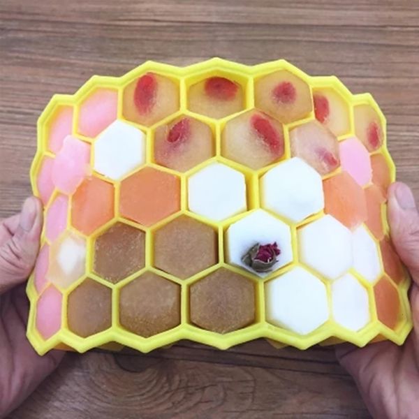 

dropship honeycomb ice cube tray 37 cubes silicone ice cube maker mold with lids for ice cream party whiskey cocktail cold drink
