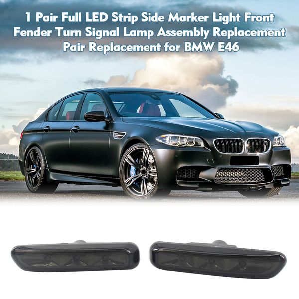 

1 pair car side light auto led strip side marker light car accessories white/gray front fender turn signal lamp for e46