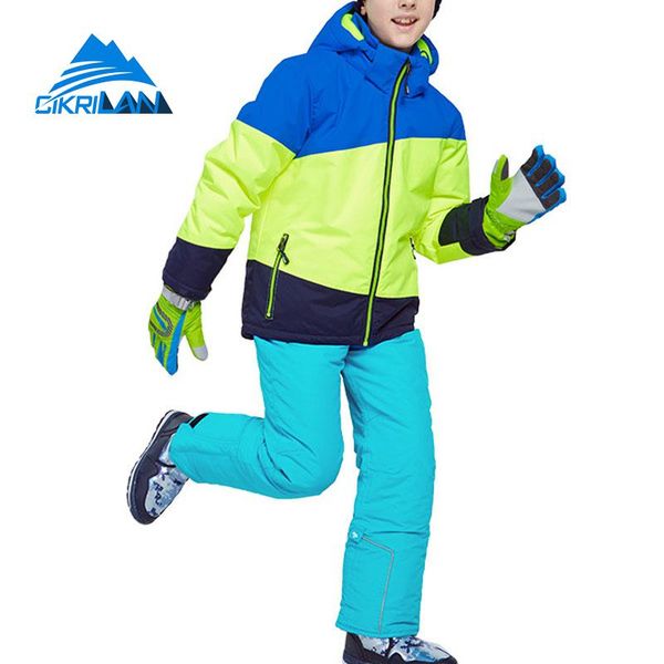 

winter children outdoor snowboarding cotton padded jacket snow pants boys thick skiing suit kids windser waterproof ski set