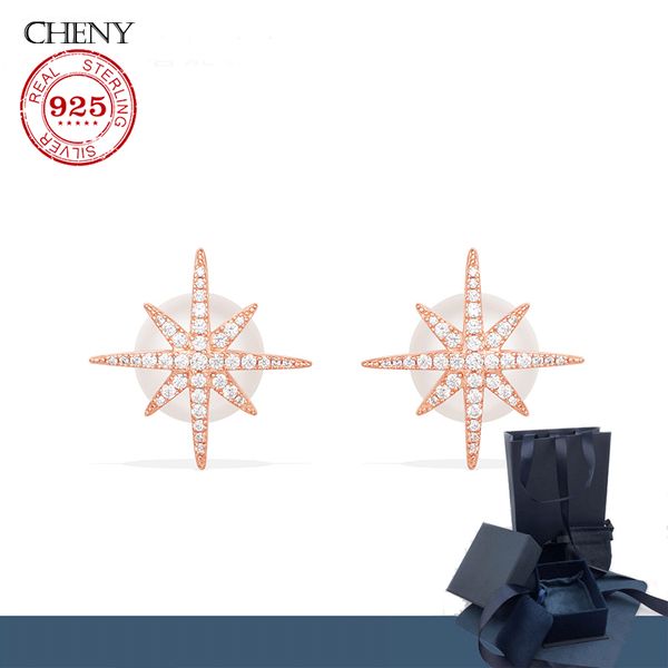 

s925 sterling silver rose gold pearl meteor earrings female fashion fit monaco style banquet european style design new, Golden;silver