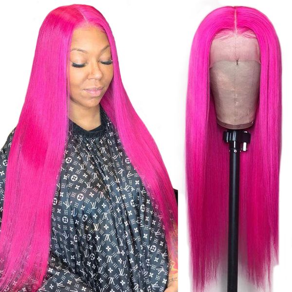 Hot Queen Customized Lace Front Human Hair Wigs 13 4 Red Pink