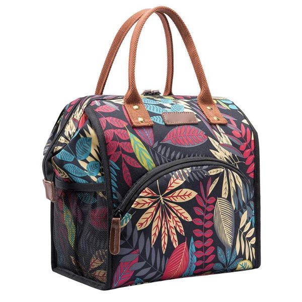 

portable outdoor picnic camping zipper oxford cloth travel lunch bag insulated box waterproof for work school front pocket