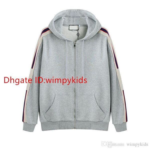 

19ss gray italy designers fashion brands new hooded zip-up sweatshirt with logo stripe men's hoodies women sweatshirts man clothing wm311