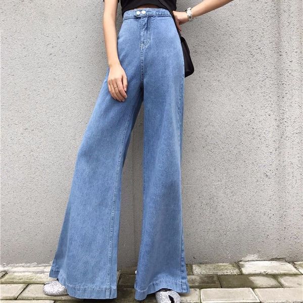 

loose high waist denim flare pants women streetwear blue vintage wide mom jeans femme flared trouser bell bottom jeans fall