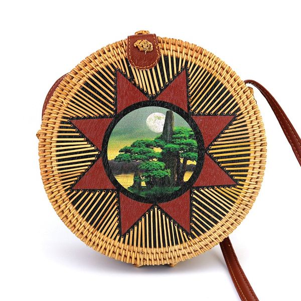 

auau-wicker straw wallet hand woven rattan bag ladies shoulder bag messenger summer beach