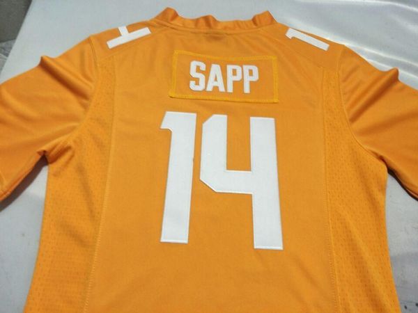 

men tennessee vols quart'e sapp #14 real full embroidery college jersey size s-4xl or custom any name or number jersey, Black;red