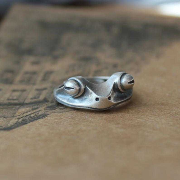 

s925 sterling silver frog ring for women female open rings creative frog fashion ring jewelry gift, Golden;silver