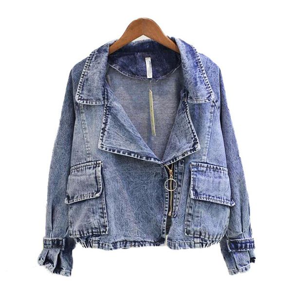 

loosen batwing sleeve denim jackets for women bolero autumn womens jackets and coats casual lapel white jeans jacket, Black;brown