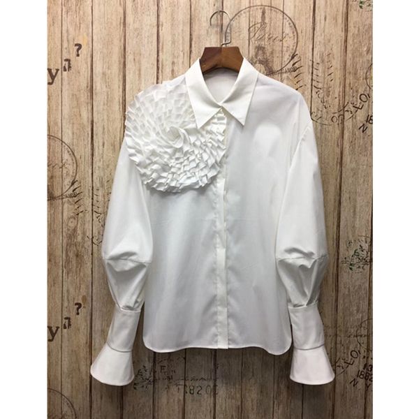 

women clothing womens blouses 2019 womens long sleeve blouse big flower cotton blouse shirt office ladies woman shirt blouse blusas mujer, White