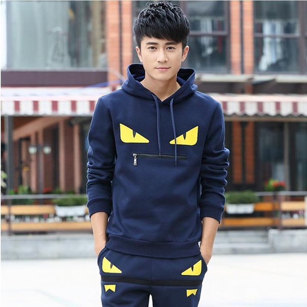 

casual tracksuit men couple luxury track suit sport black cartoon mens hoodie with long sleeve pullover slim men clothing polyester -3xl, Gray