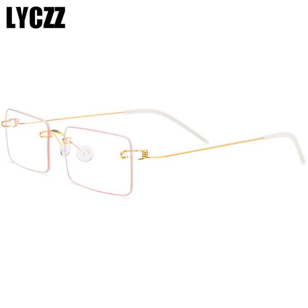 

lyczz men metal personality eyewear titanium alloy optical glasses frame women ultralight square myopia prescription eyeglasses, Black