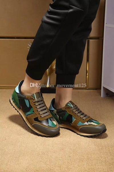 

2020 new shoes [original box] camo suede studded camouflage rock runner sneaker shoes for women,men stud casual r sale eu36-46, Black