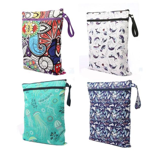 

cute cartoon striped baby diaper bag waterproof travel maternity small wet bags for mommy storage stroller accessories 41cmx33cm