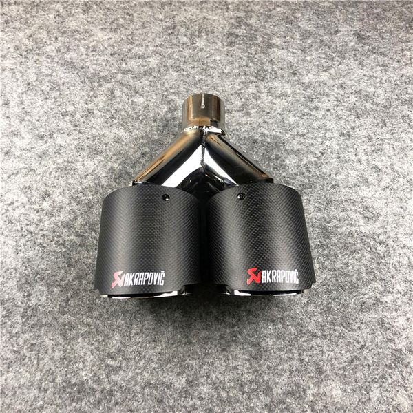 

1 пк akrapovic матовой углерода + стали выхлопные трубы из нержавеющей автомобильных универсальных двойных равной длины концевых наконечнико