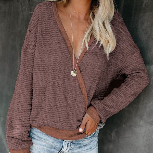 

women v-neck cross long sleeve knitted sweater autumn winter casual solid tricot sweater loose pullover 2019 new femme, White;black