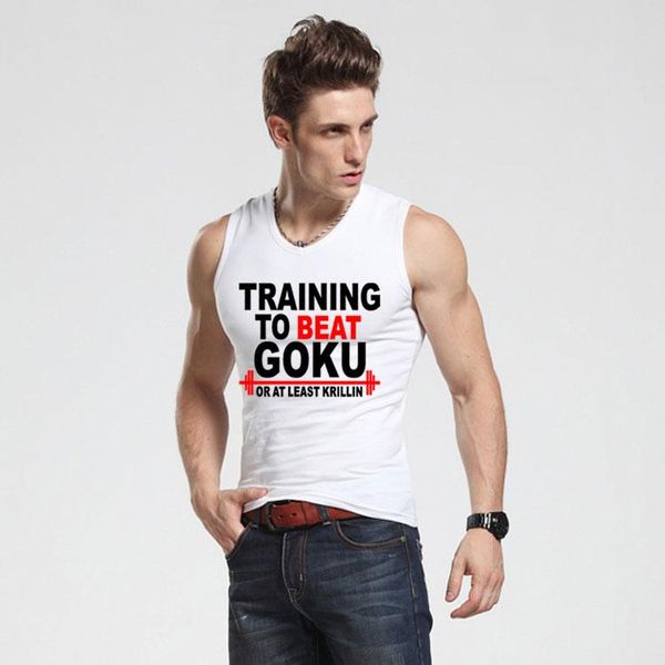

new to beat goku saiyan design men ' tank dragon ball z slim fit vest super saiyan singlets bodybuilding tank shirt elastic, White;black