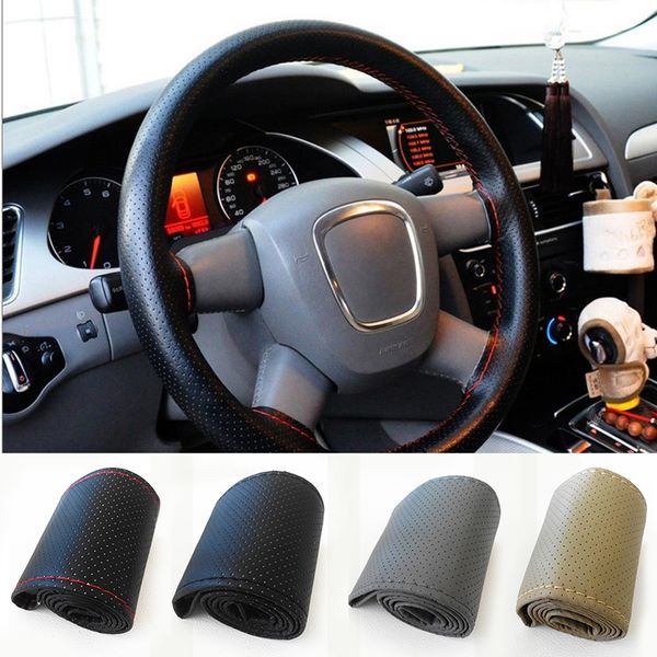 

36mm car truck braid leather diy steering wheel cover with hole thread