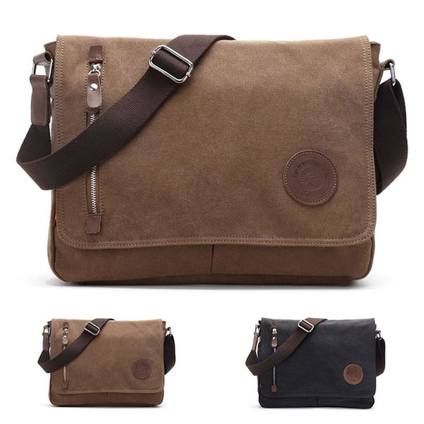 

men vintage canvas schoolbag shoulder messenger bag lapbags o66