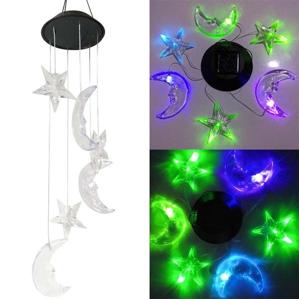 

winomo moon star wind chimes led solar mobile wind chime color changing automatic light sensor wind spinner lamp for garden garden decoratio