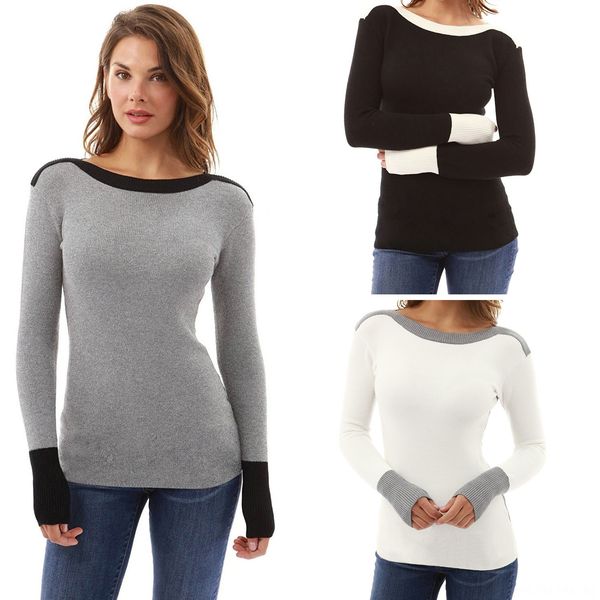 

season comfortable long sleeve characteristic color matching zc2434 season comfortable long sleeve characteristic t-shirt color matching t-s, White