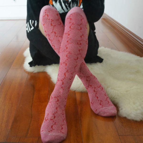 

fashion letter warm long cotton luxury stocking over knee stocking women spring knee high thigh knitted stockings, Black;white