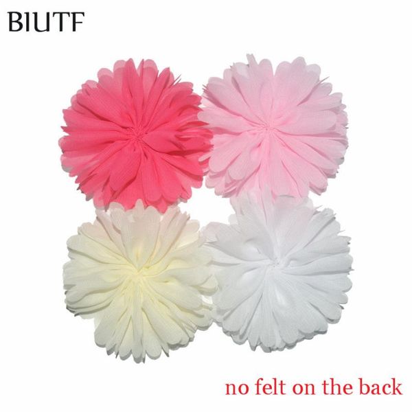 

wholesale 500pcs/lot 3.5'' solid color soft ballerina chiffon flower bouquet flowers decorations no hair clips for headban th278, Slivery;white