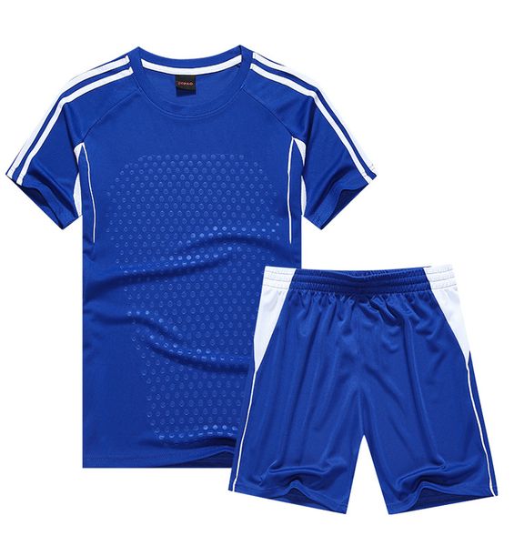 

men blank double-sided football team uniforms kits sports clothes tracksuits personality customized football sets with shorts c15-07, Blue;black
