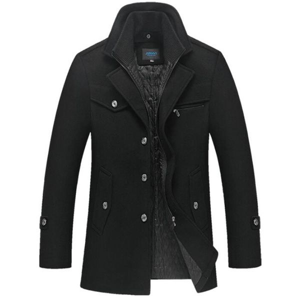 

winter wool coats casaco masculino long jacket men casual thicken woolen overcoat abrigos palto man windbreaker coat 5xl casacos, Black